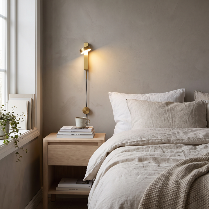 Dial dimmable wall lamp in a Scandinavian interior
