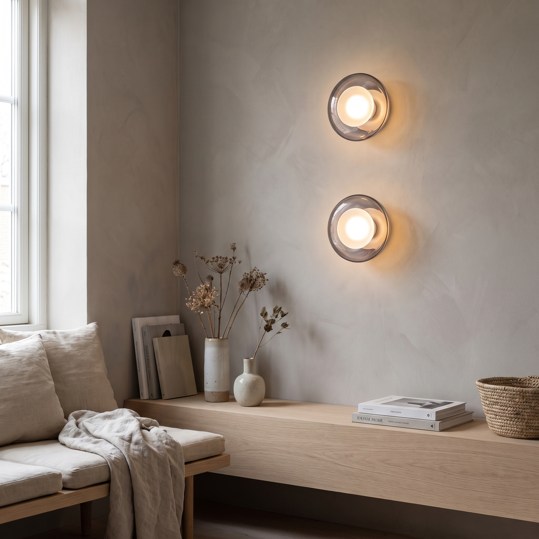 Pod LED glass wall lamp in a Scandinavian interior