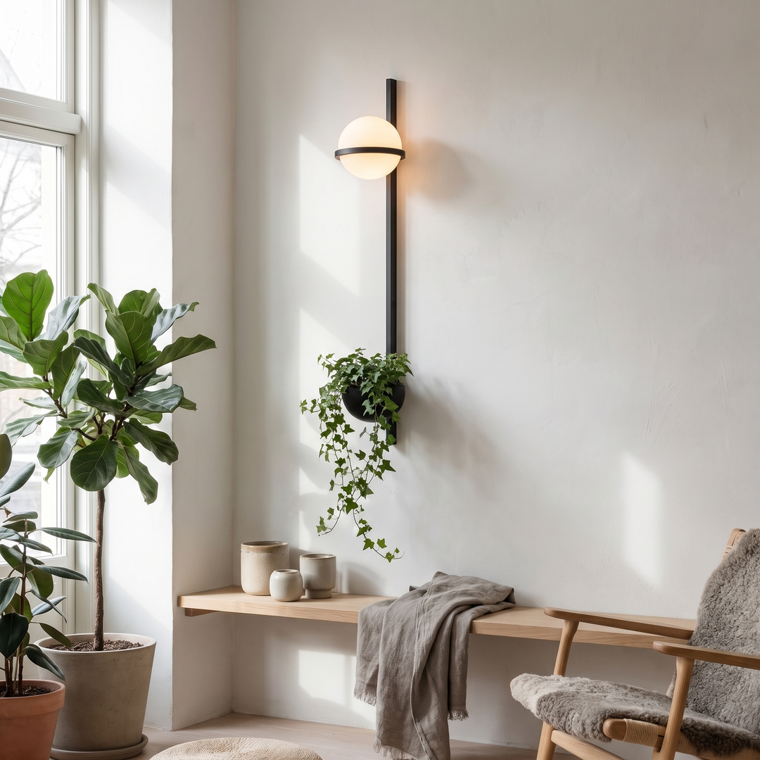 Ivy planter wall sconce in a Scandinavian interior