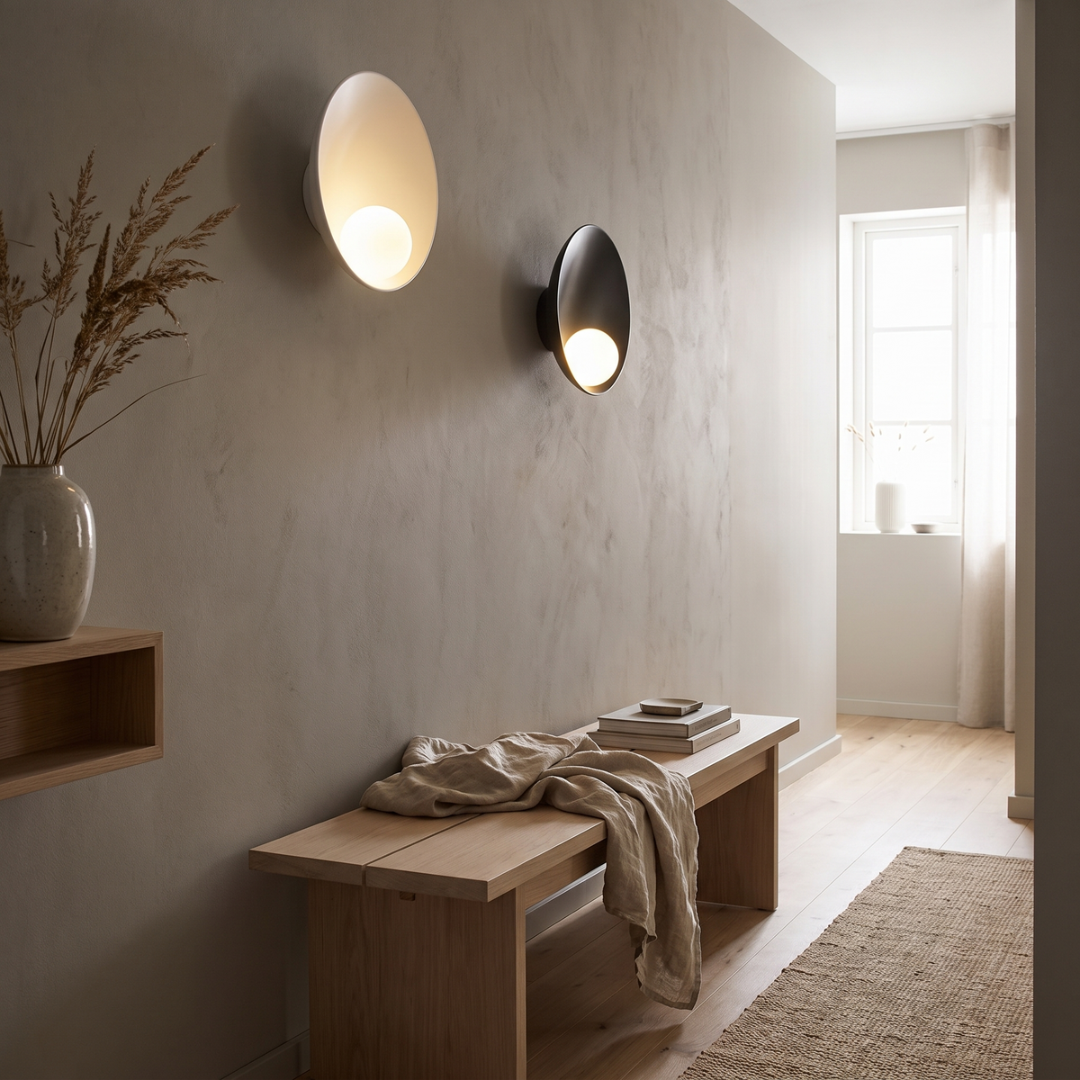 Strata modern LED wall light in a Scandinavian interior