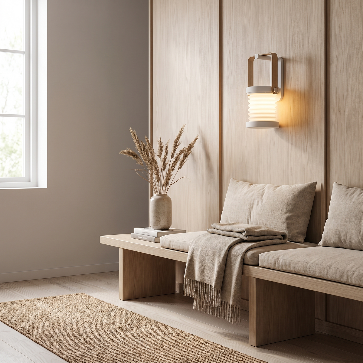 Signal battery wall sconce lantern in a Scandinavian interior
