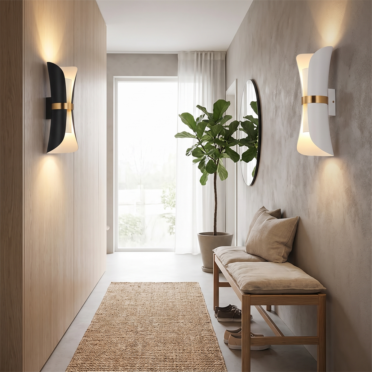 Meridian up and down wall lamp in a Scandinavian interior