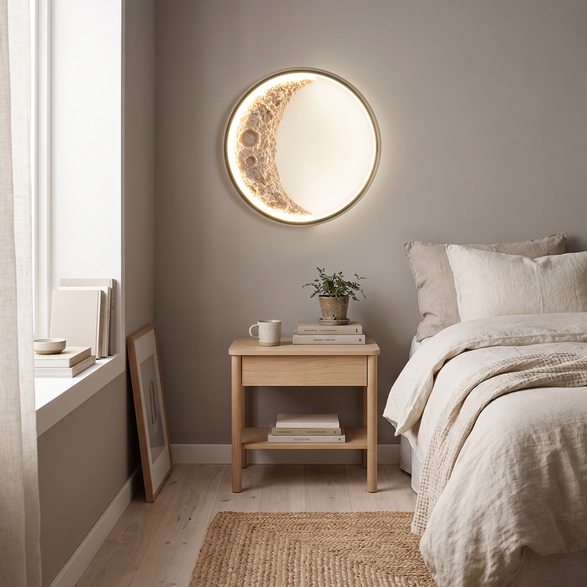 Arch half moon LED wall lamp in a Scandinavian interior