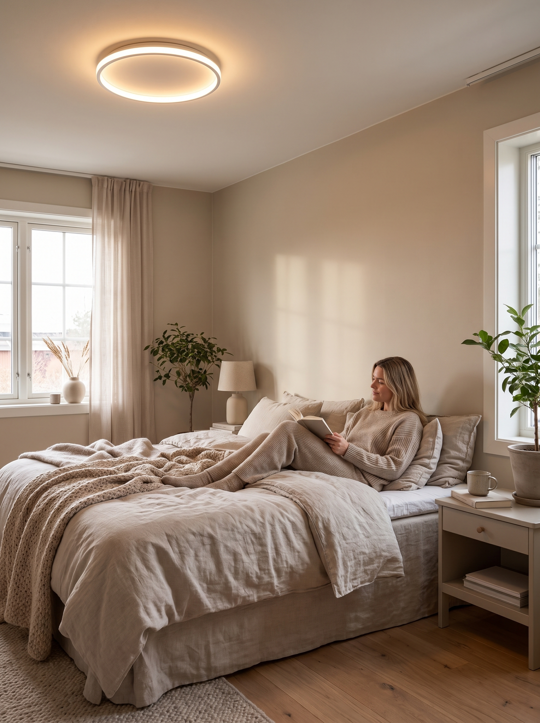 Lumenorth Halo Ceiling Light White showing selectable white light tones