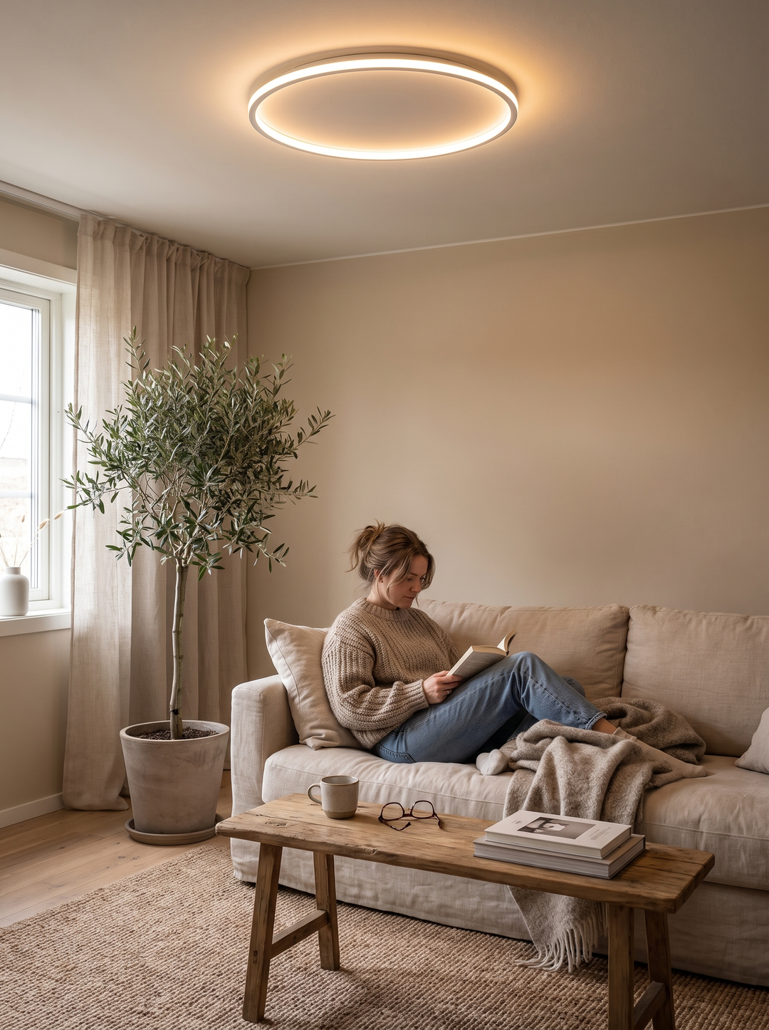 Lumenorth Halo Ceiling Light White aluminium body with acrylic diffuser