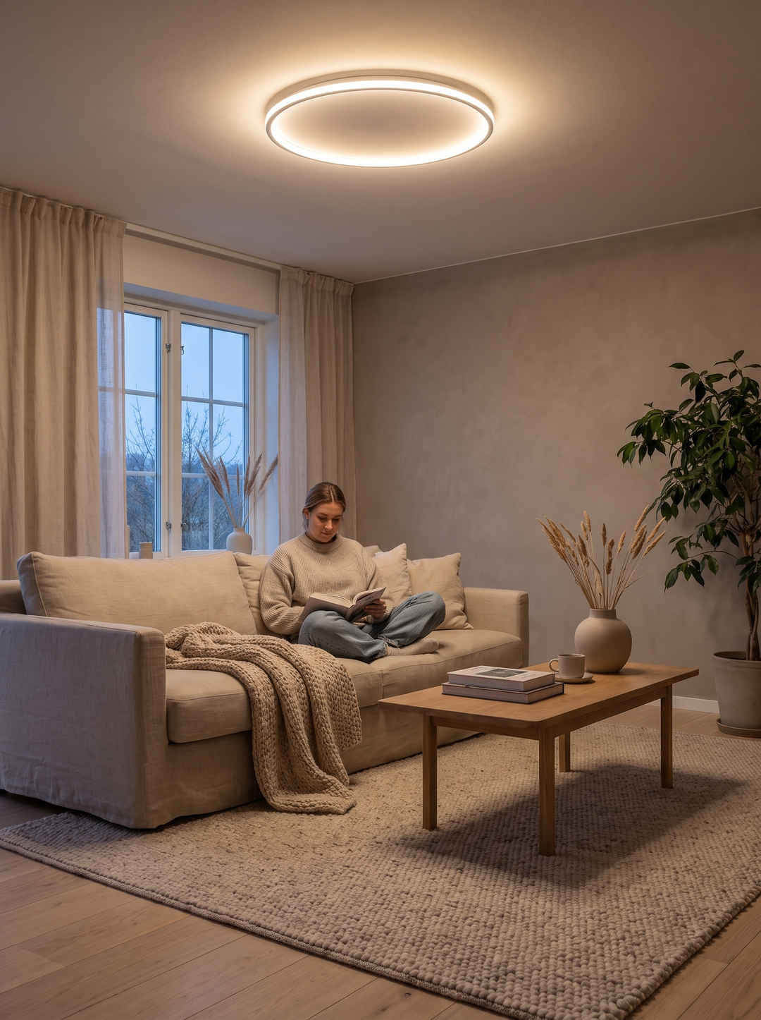 Lumenorth Halo Ceiling Light White flush mounted in a room