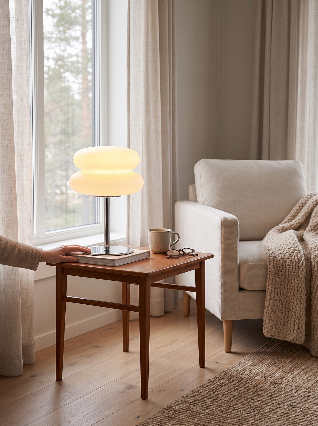 Lumenorth Mush Table Lamp mid century mushroom silhouette in a room