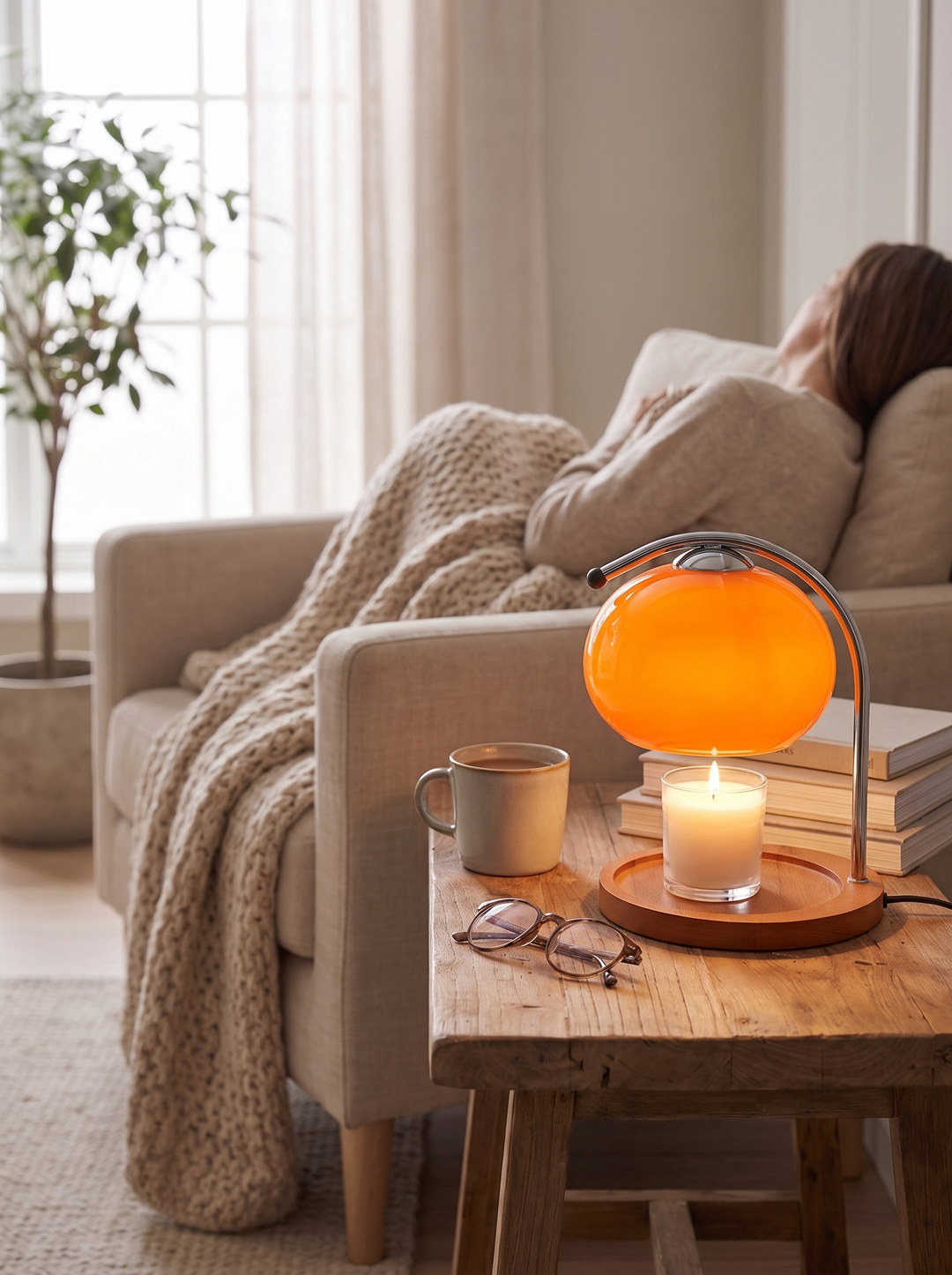 Lumenorth Ember Candle Warmer Lamp reading as a lamp on a console