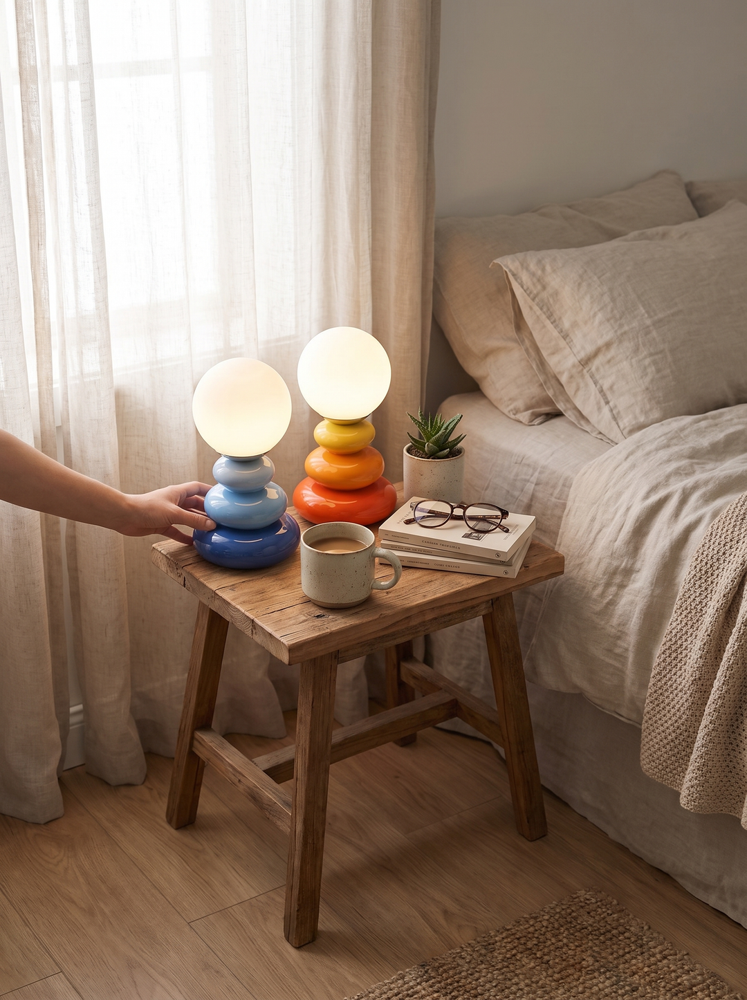 Lumenorth Cairn Table Lamp on a narrow console