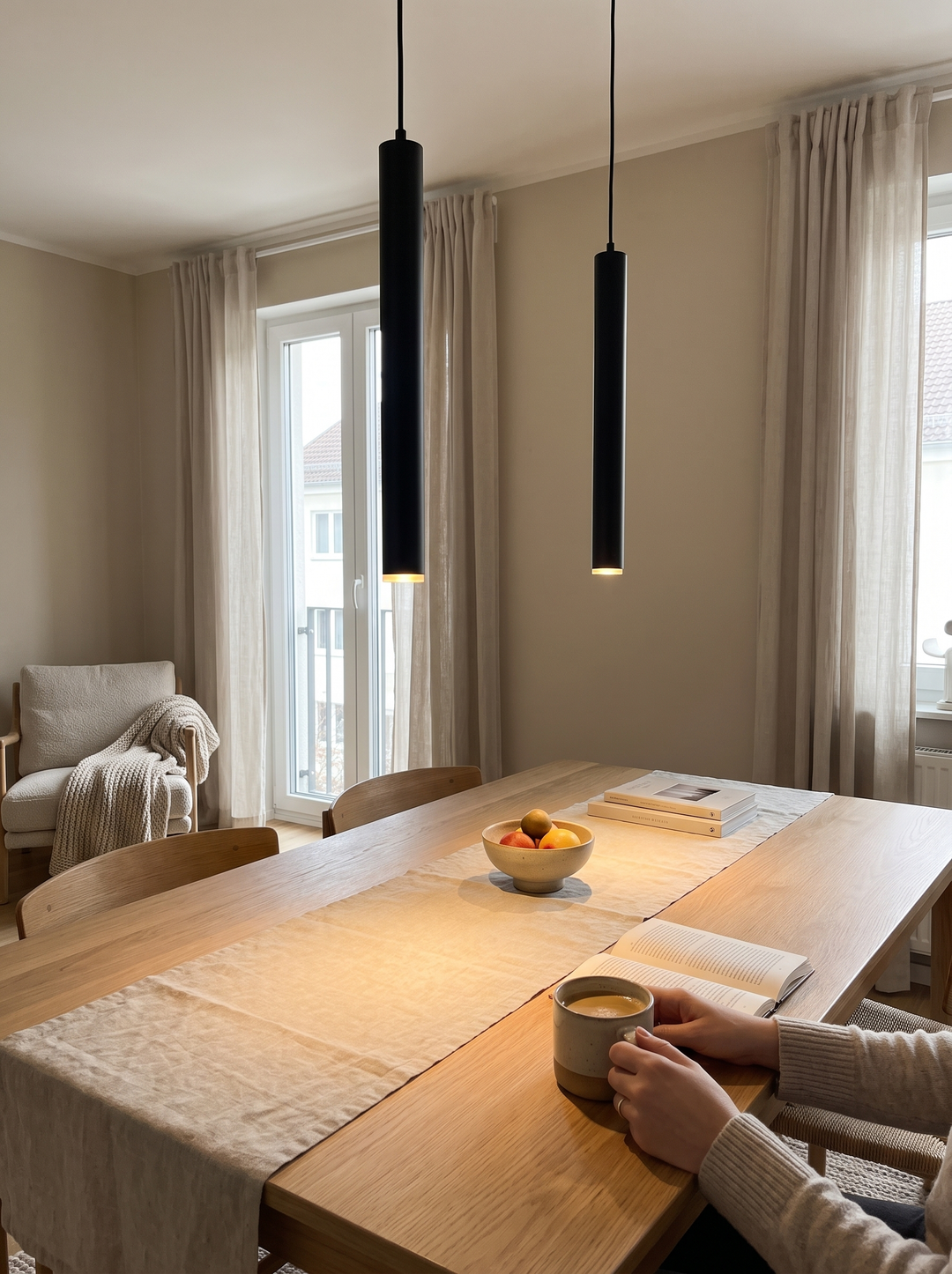 Lumenorth Stem Cord Pendant as an understated slim cylinder