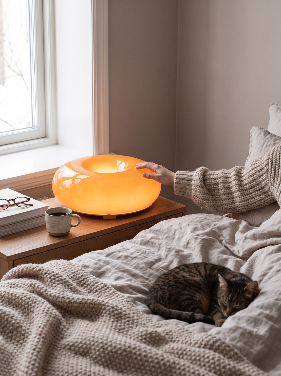 Lumenorth Halo Desk Lamp as one continuous ring of glass