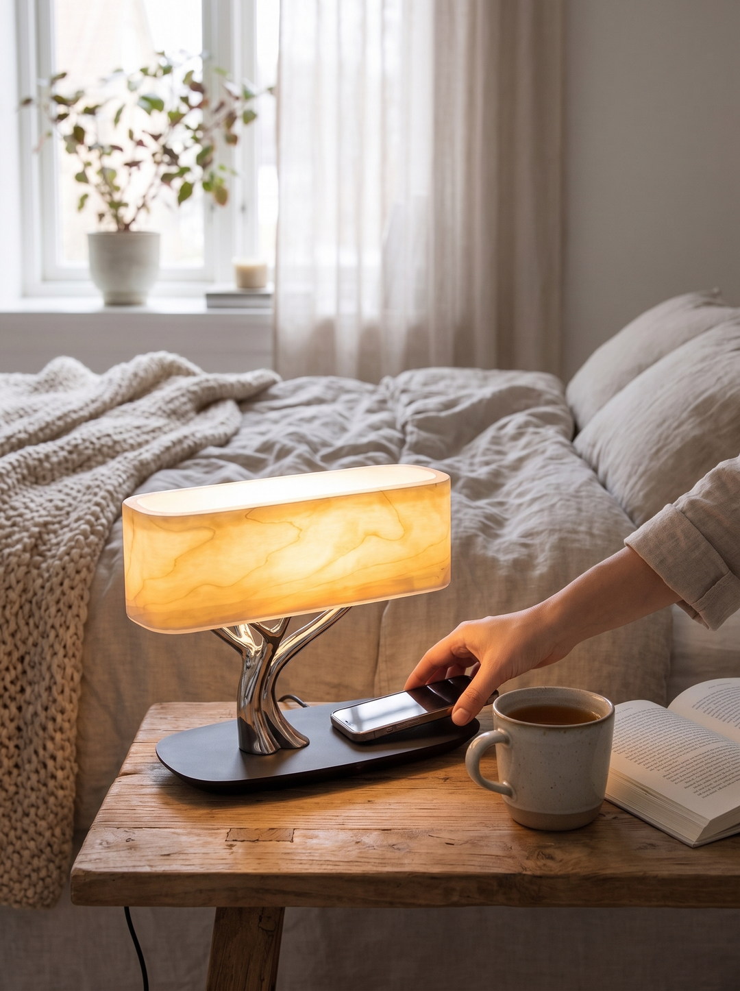 Lumenorth Grove Wireless Charging Lamp with its branching stem and wide shade