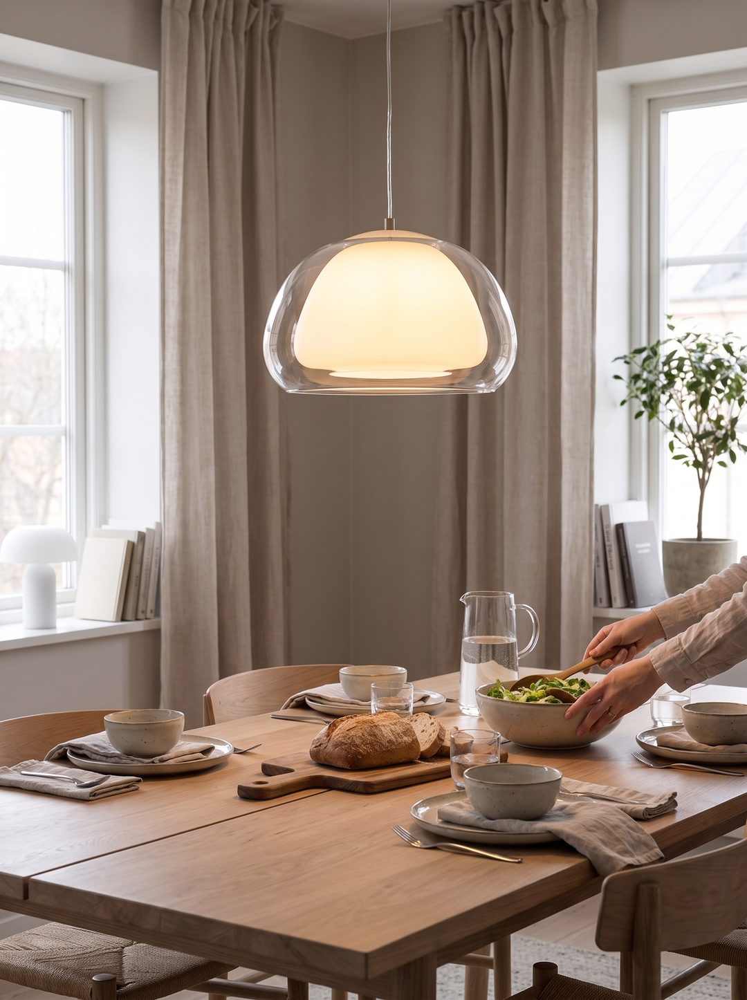 Lumenorth Drop Glass Globe Pendant in a smoked glass finish
