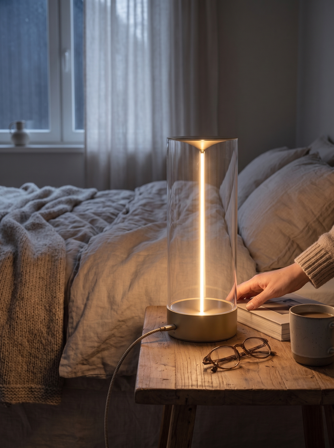 Lumenorth Beacon Cordless Table Lamp charging by USB C