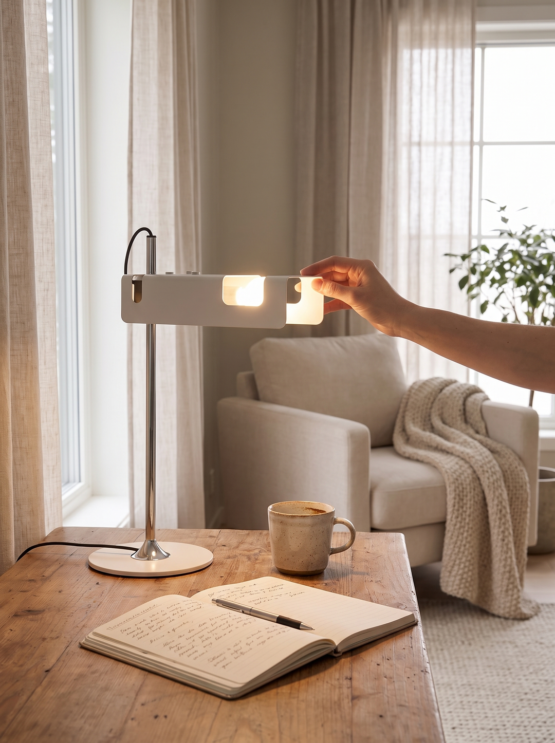 Slim aluminium arm of the Lumenorth Pivot Adjustable Lamp