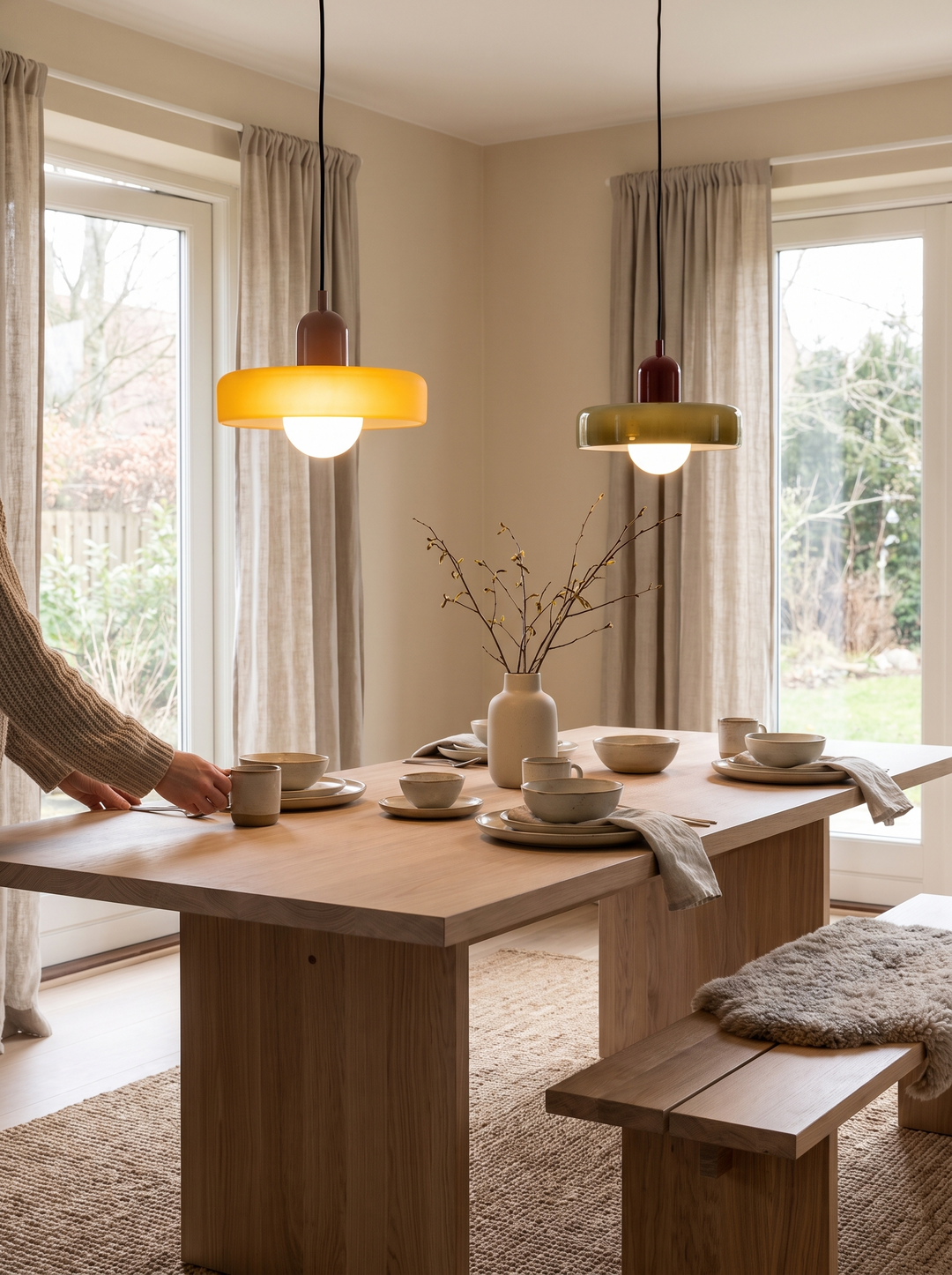 Lumenorth Duet Two Tone Glass Pendant with its clean colour line