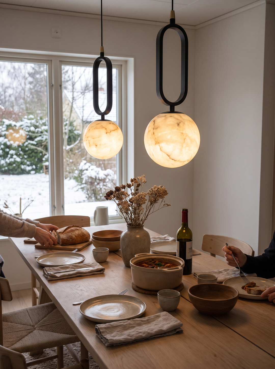 Lumenorth Quarry Marble Pendant Light showing natural veining