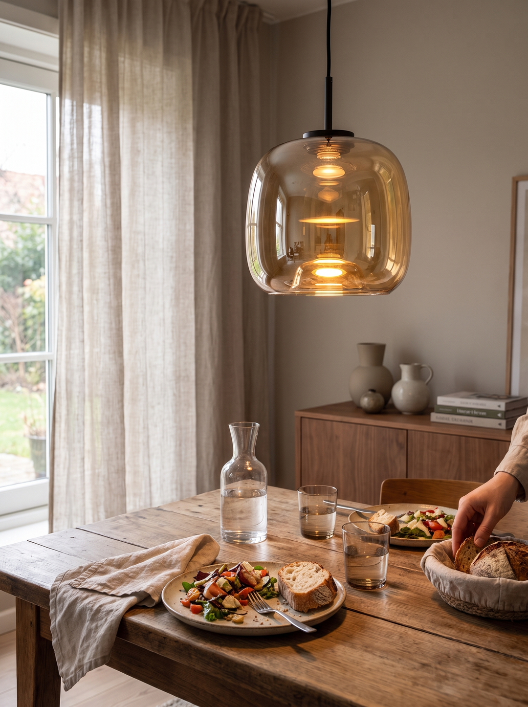 Lumenorth Bell Nordic Glass Pendant with its open mouthed shape