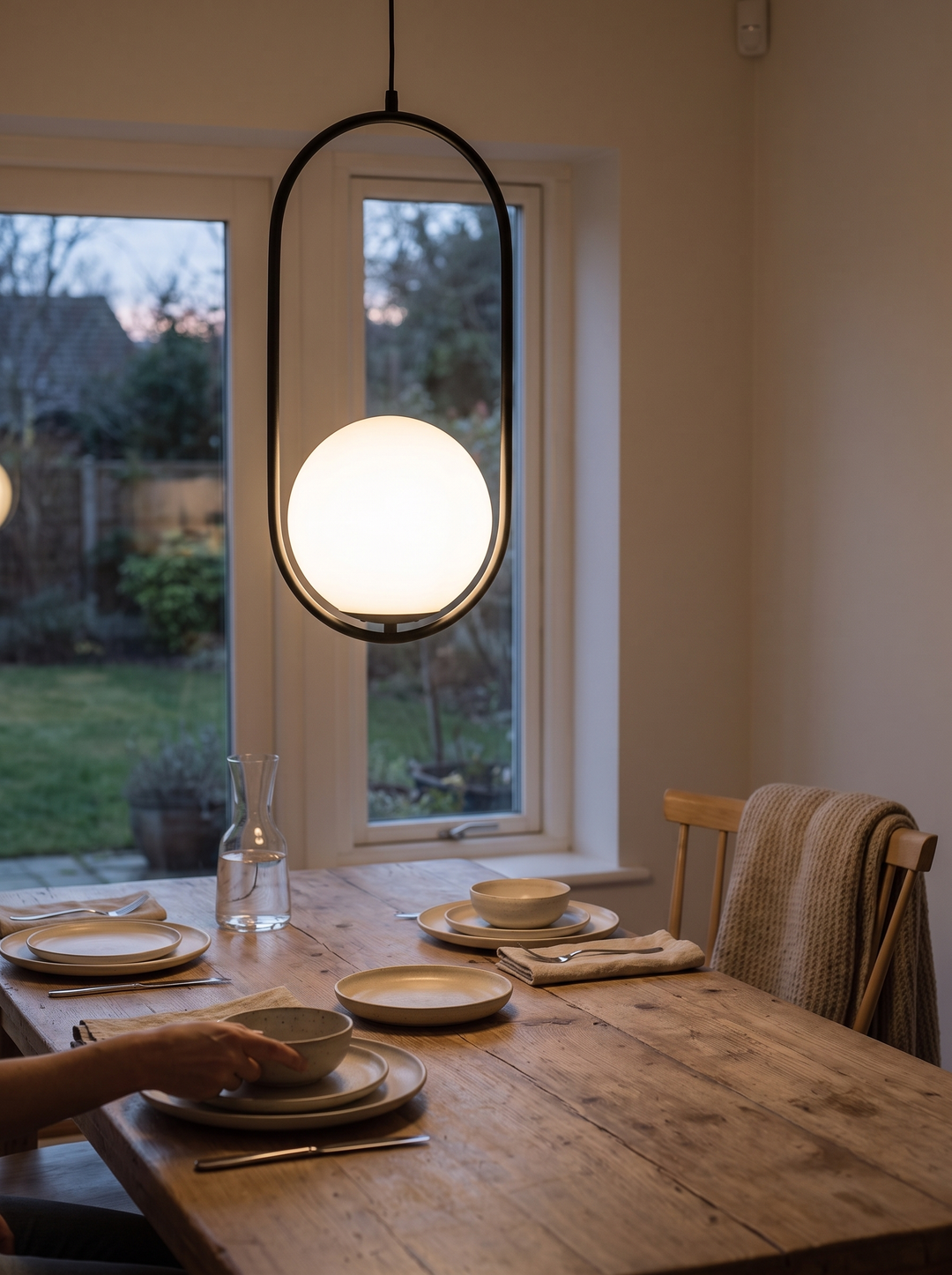 Lumenorth Vessel Glass Pendant Light in a gold frame finish