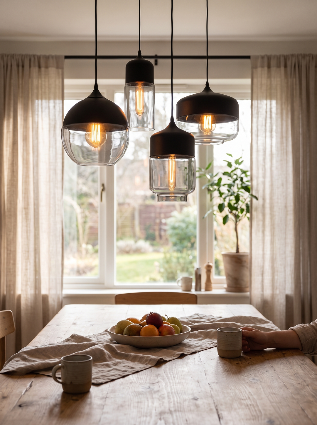 Lumenorth Facet Kitchen Pendant Light with the bulb visible