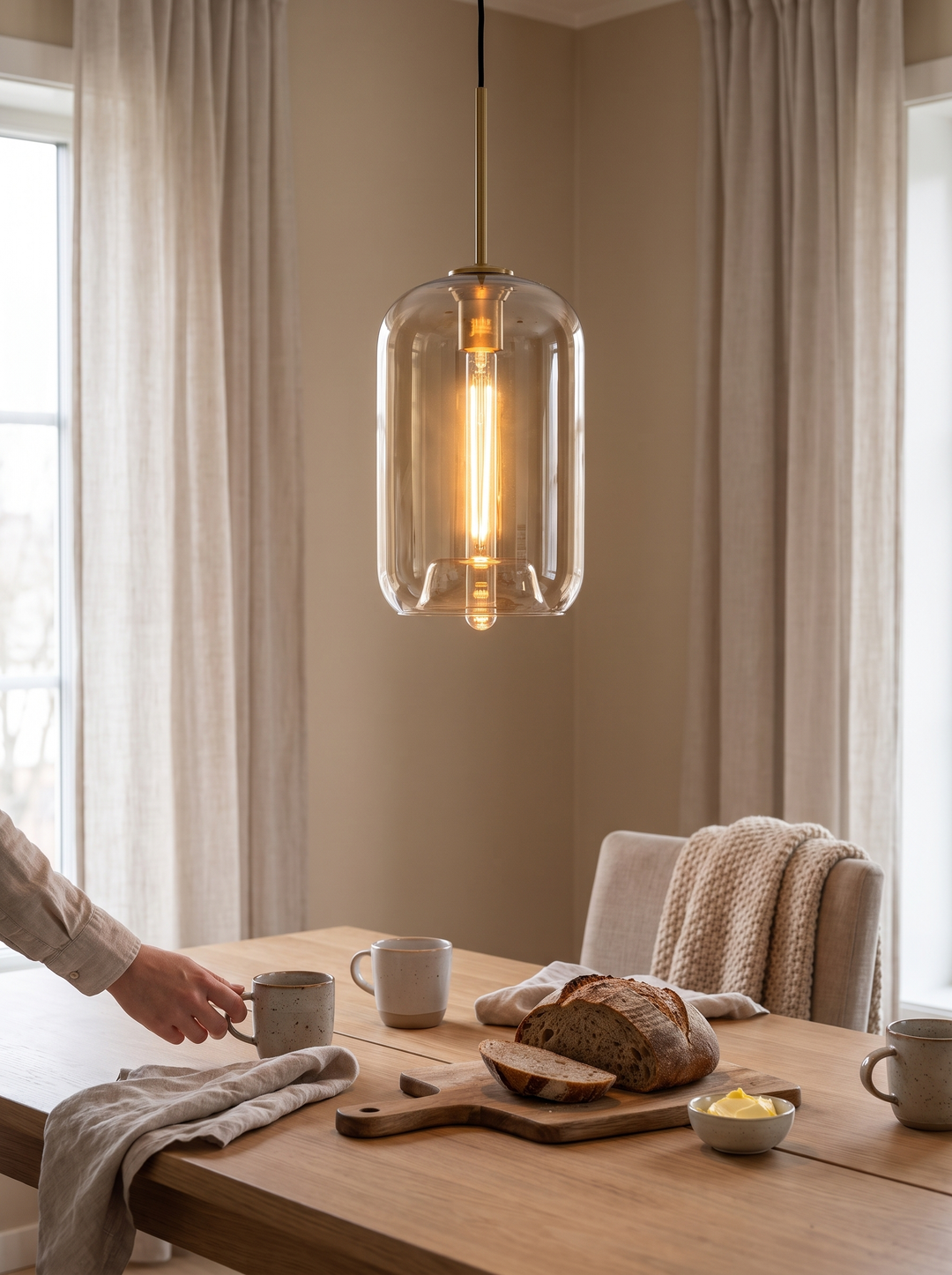 Lumenorth Tumbler Cognac Glass Pendant in a different shade size