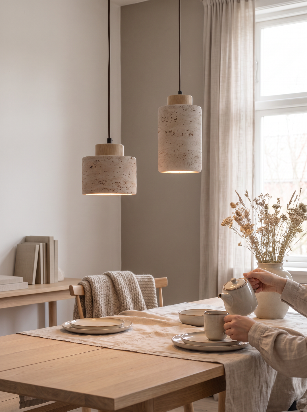 Lumenorth Slate Stone Pendant Light with a textured surface
