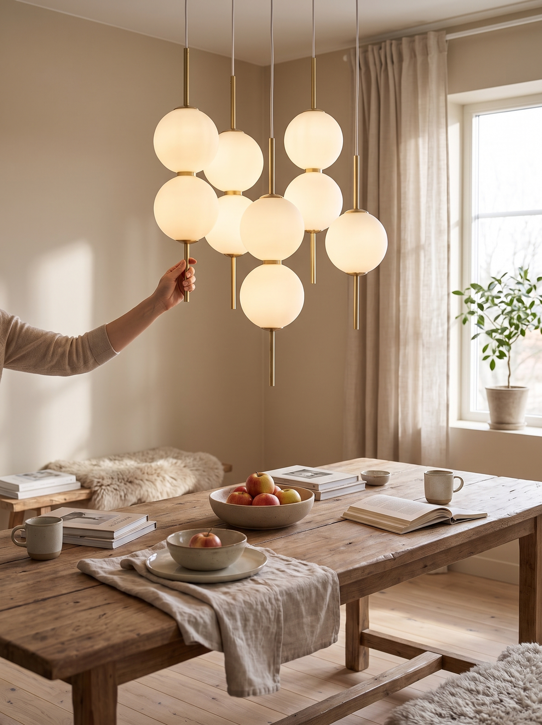 Lumenorth Cluster pendant running from a single ceiling point