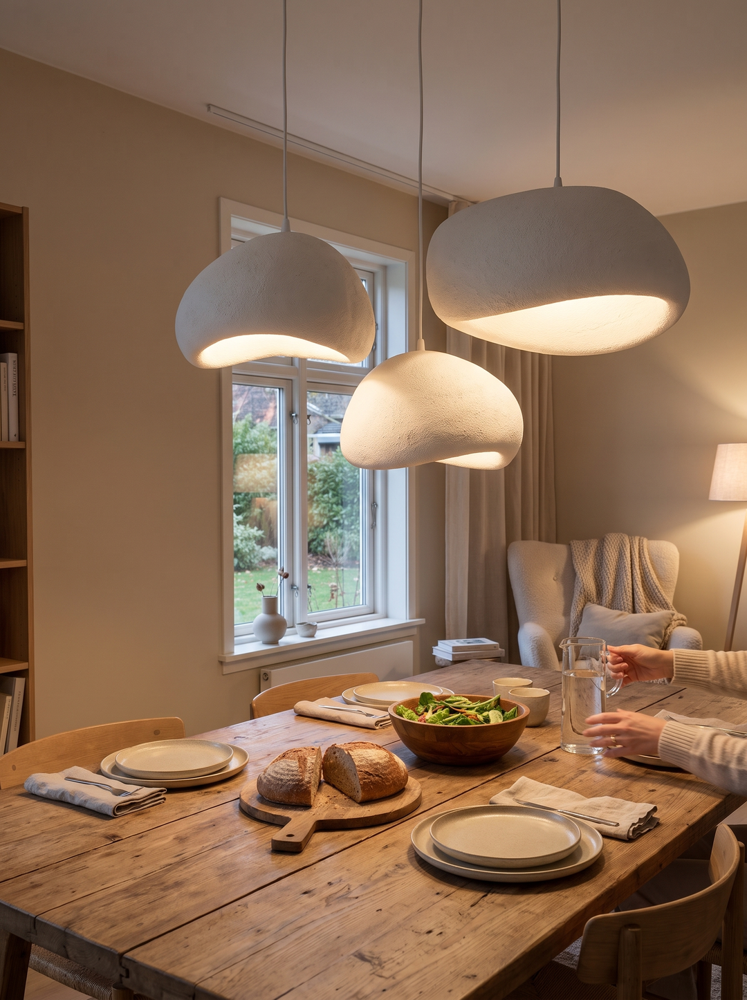 Lumenorth Boulder Stone Pendant Light shaped like a river stone