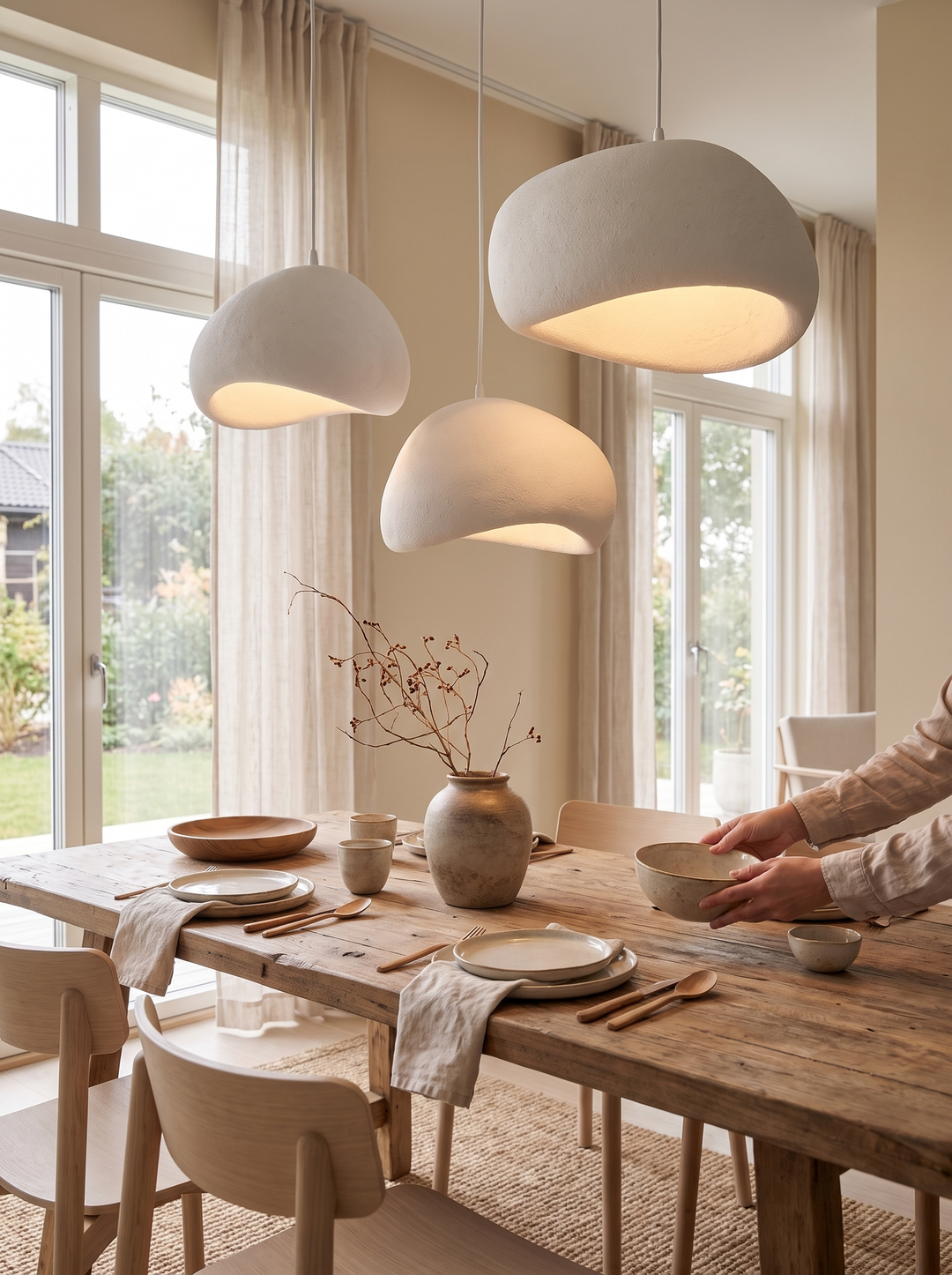 Matte pitted finish of the Lumenorth Boulder pendant
