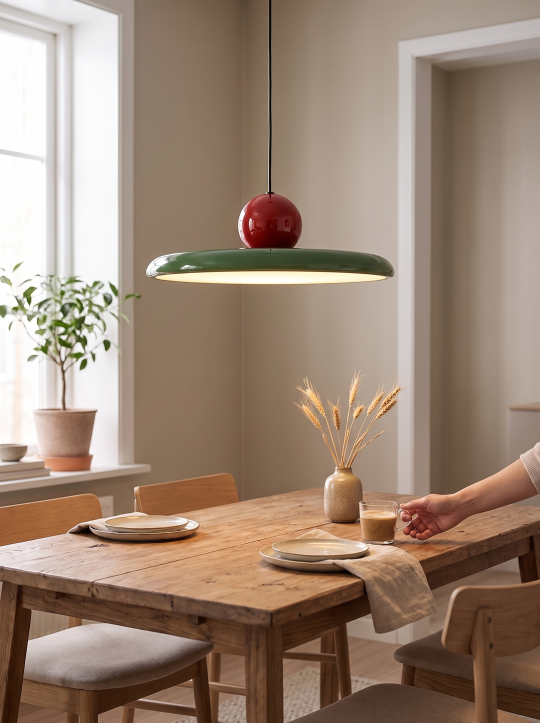 Lumenorth Rowan Bauhaus Pendant Light in bold colour blocks