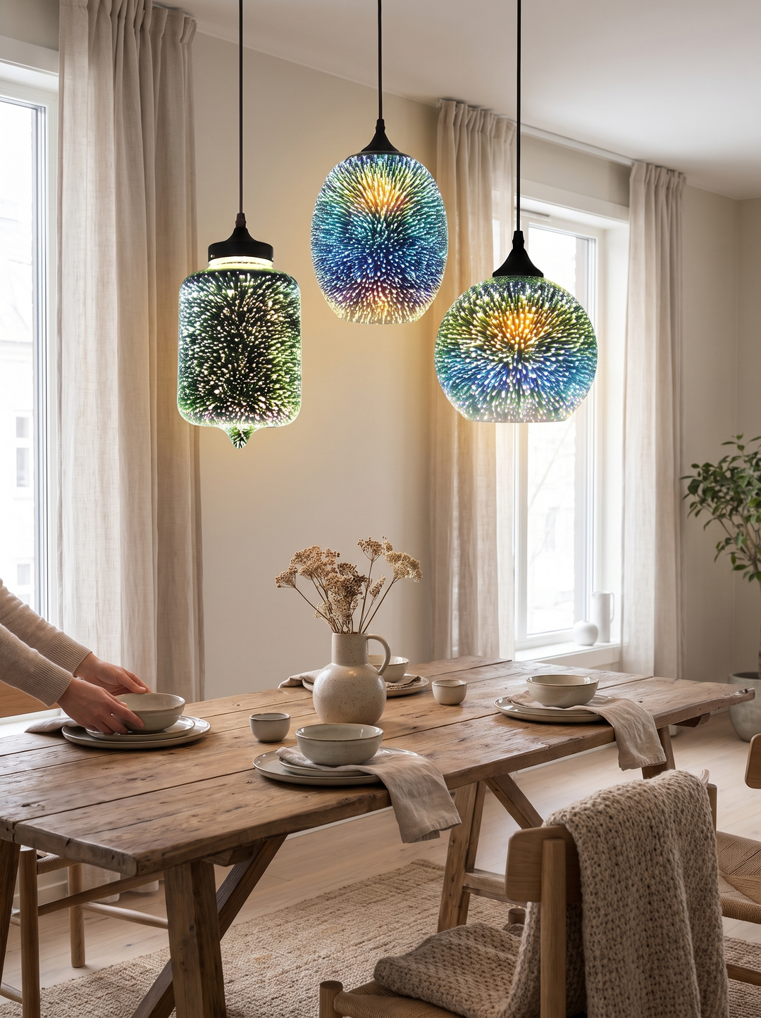 Lumenorth Prism Glass Pendant Light matched to a room