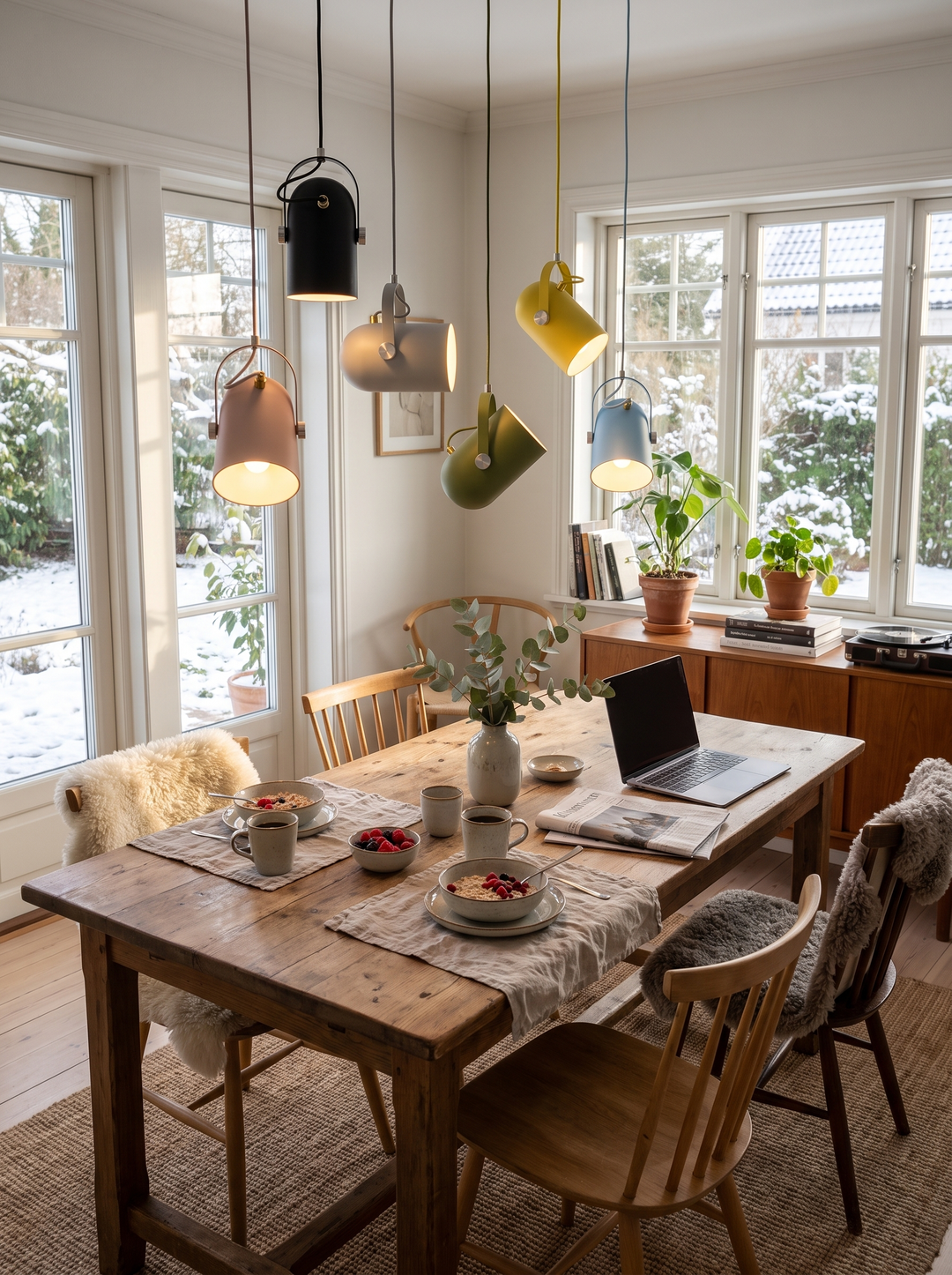 Lumenorth Hue Nordic Pendant Light with a coloured dome