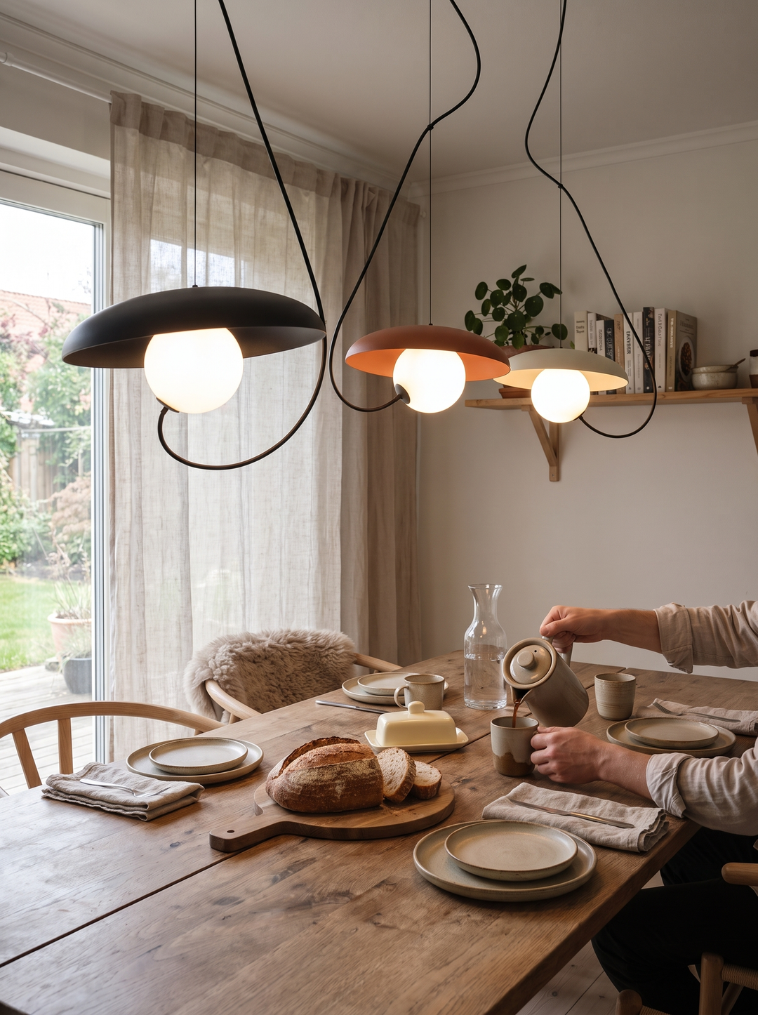 Lumenorth Cove Scandinavian Pendant over a work surface