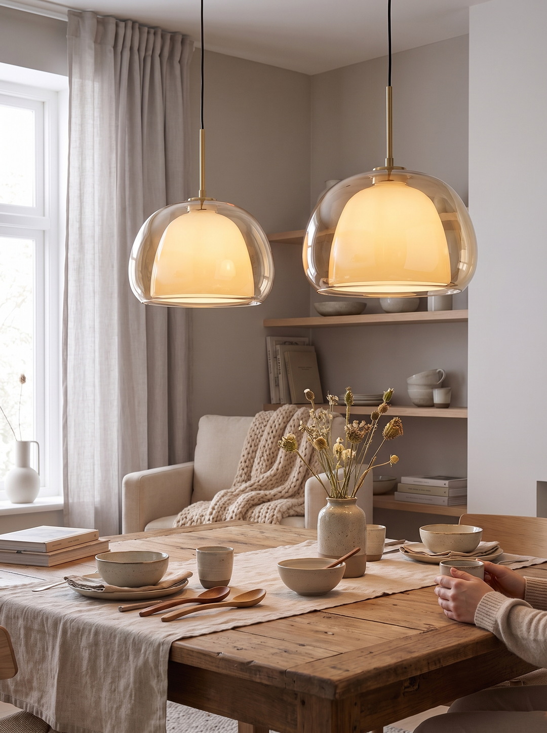 Lumenorth Amba pendant diffusing the bulb evenly