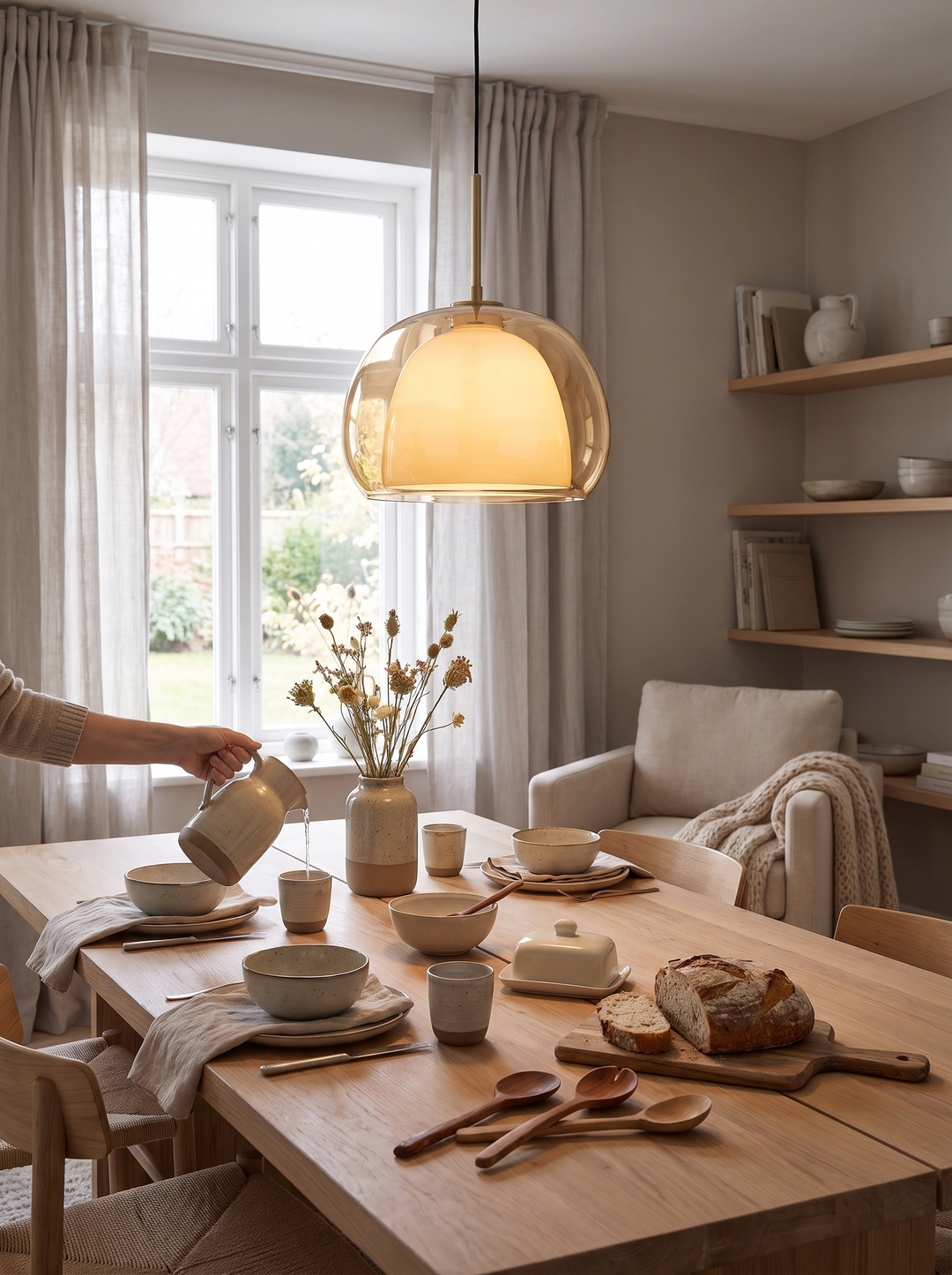 Lumenorth Amba Jelly Globe Pendant seen across a room