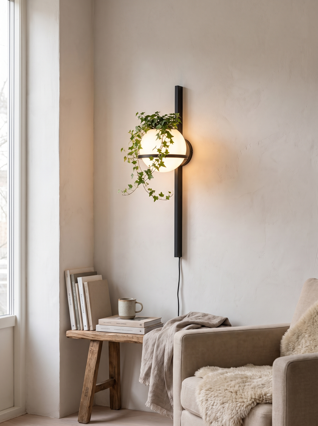 Lumenorth Ivy Planter Wall Sconce with the plant in the light