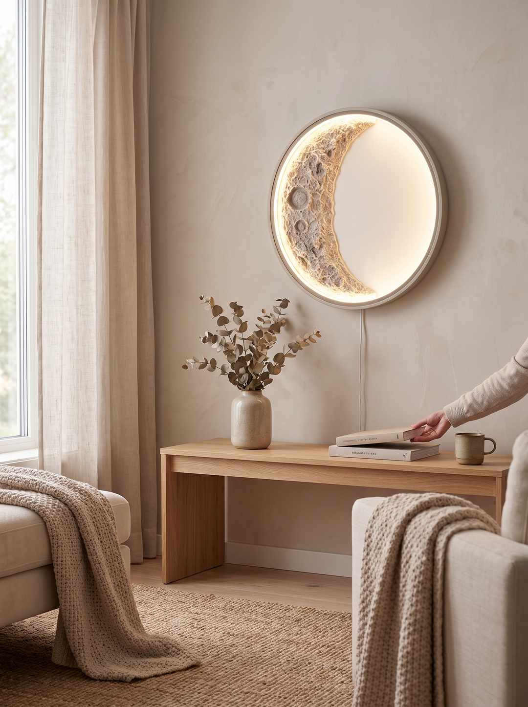 Lumenorth Arch Half Moon LED Wall Lamp mounted flat to a wall