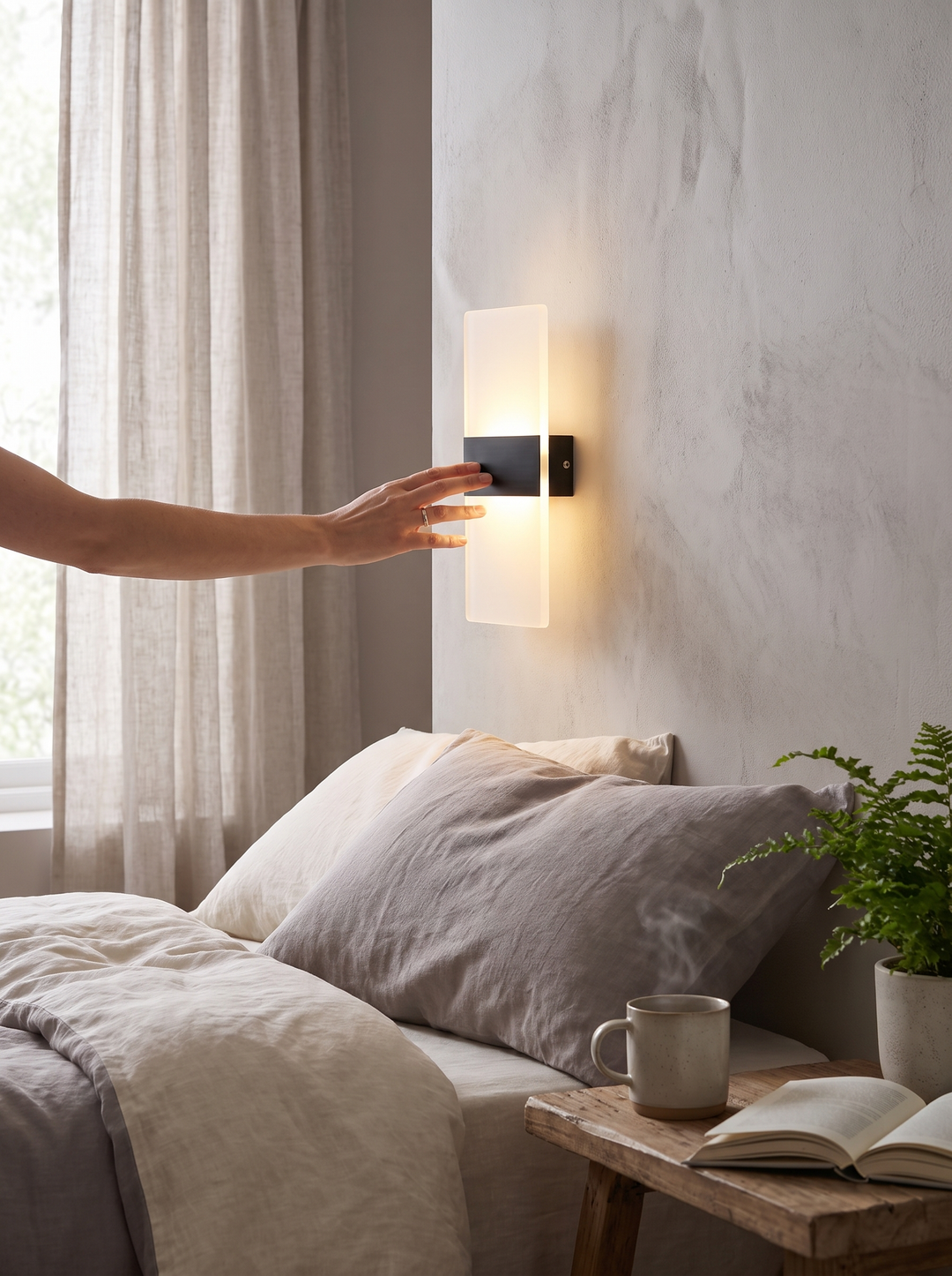 Wireless Lumenorth Pulse wall light mounted cleanly