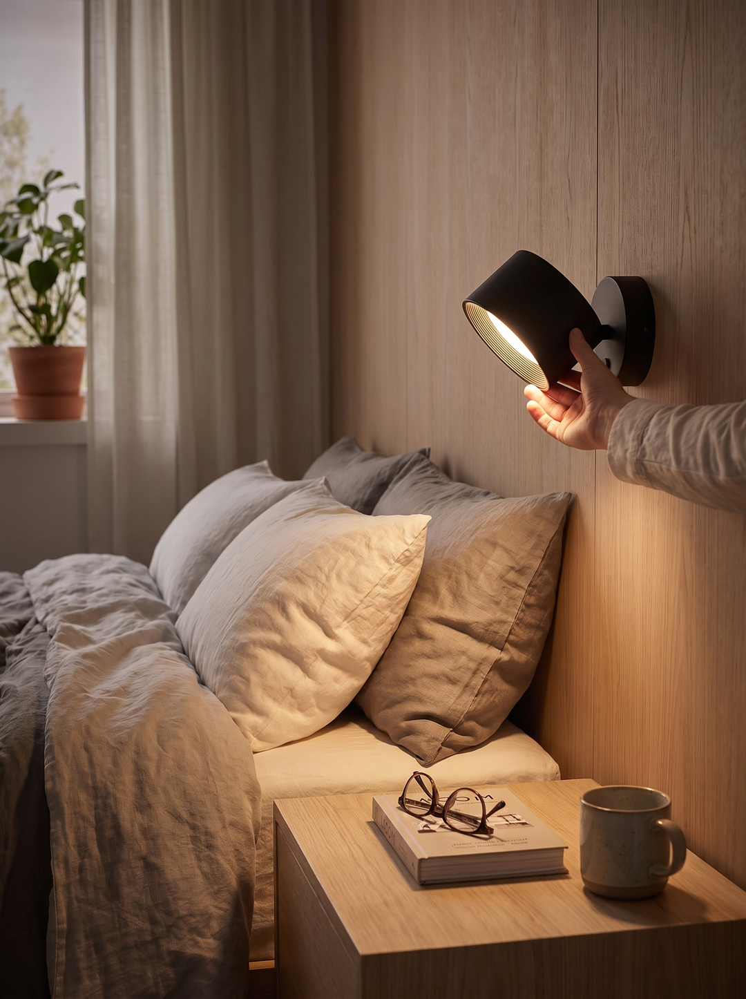 Adhesive mounting of the Lumenorth Nova Battery Wall Sconce