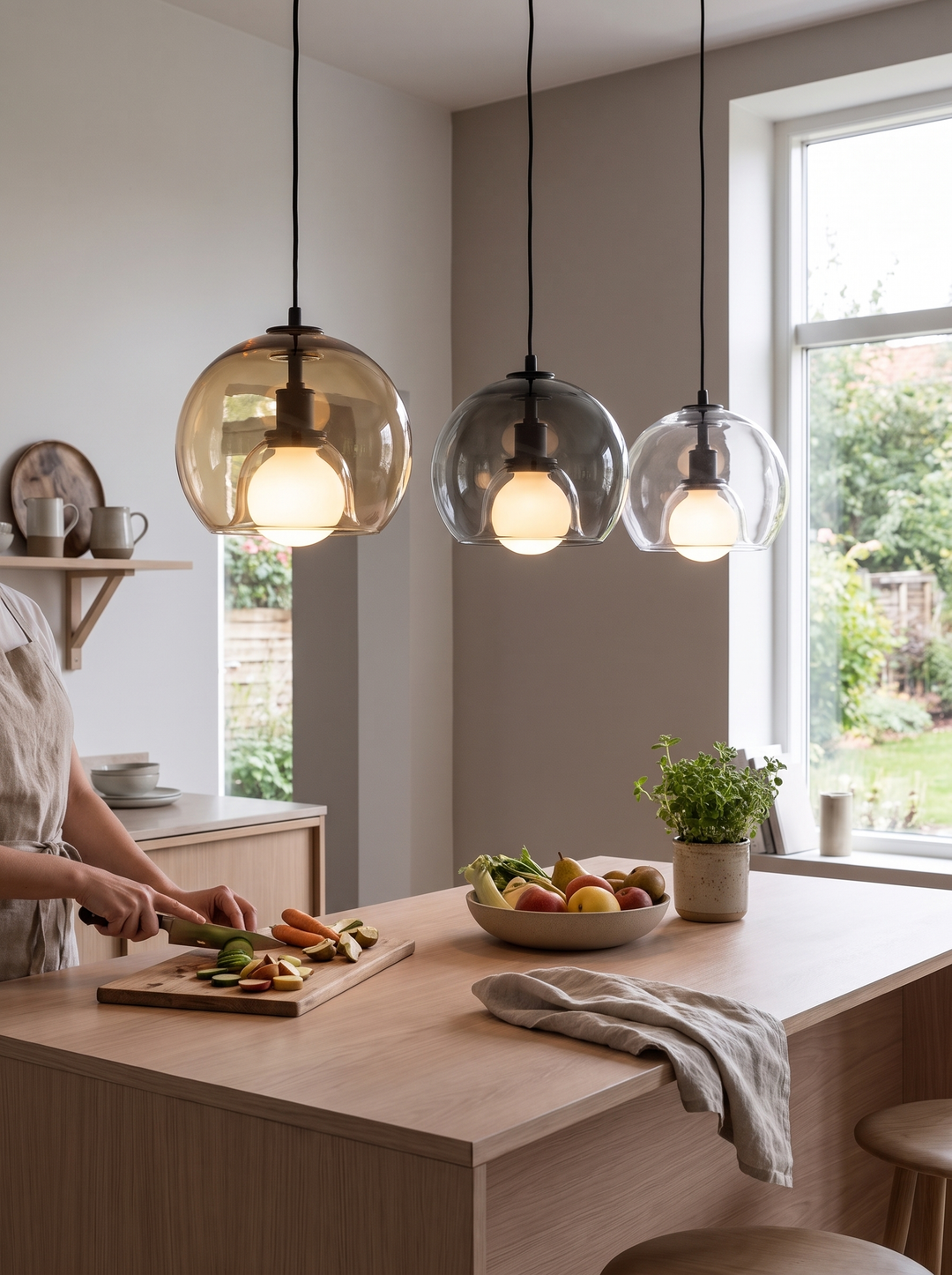 Lumenorth Crest Glass Pendant Light and its wave curve