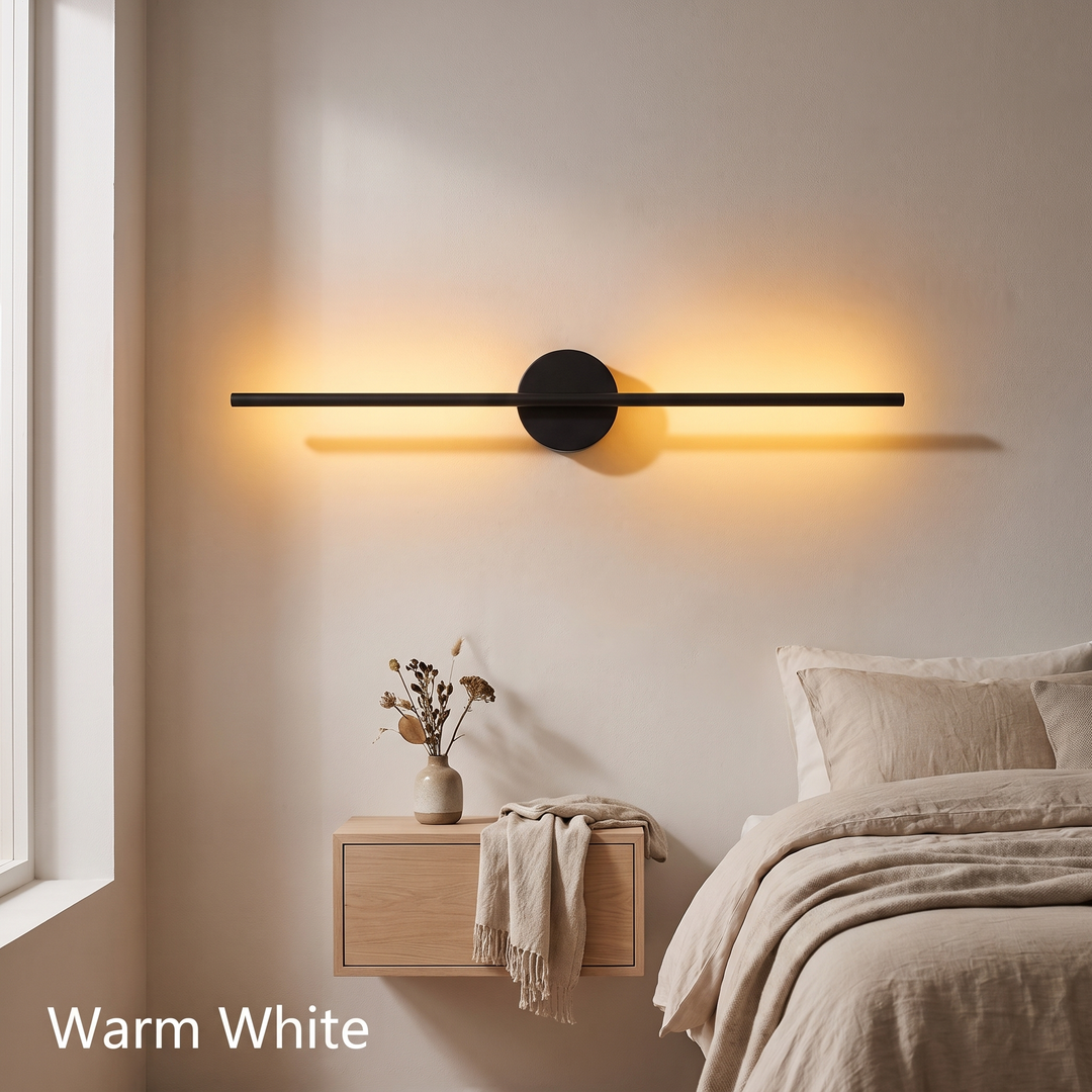 Ridge LED wall sconce lit in warm white light