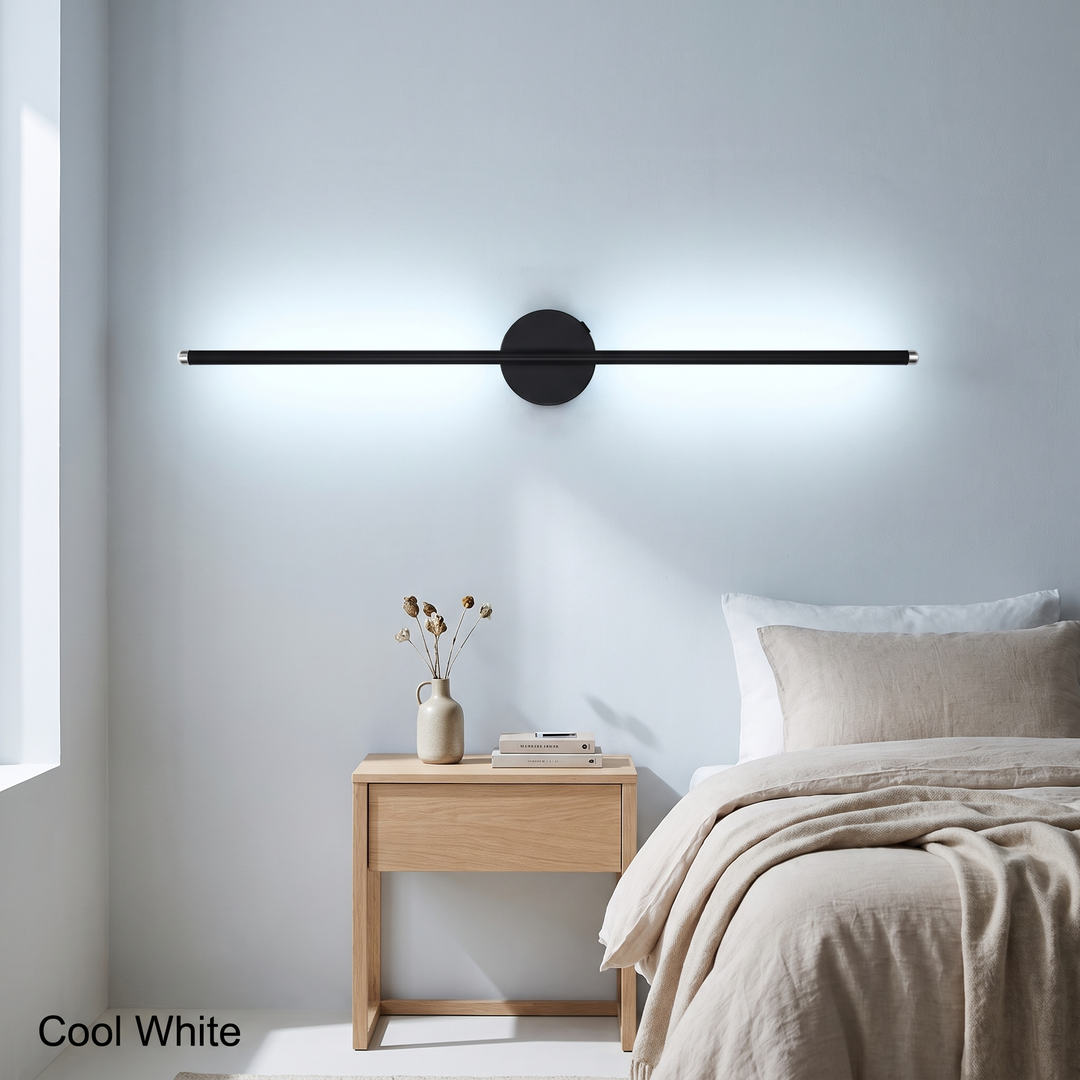 Ridge LED wall sconce lit in cool white light