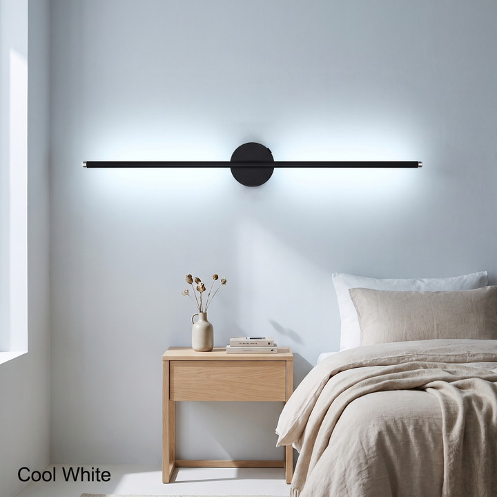 Ridge LED wall sconce lit in cool white light